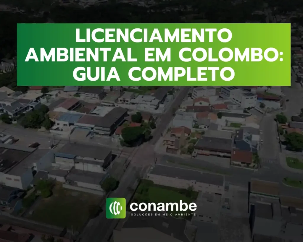Guia completo de licenciamento ambiental em Colombo, mostrando uma vista aérea de uma região residencial com diversas casas, para ajudar na conformidade ambiental.